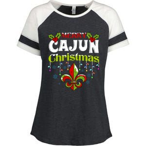 Merry Cajun Christmasnew Orleans Louisiana Bayou Xmas Long Sleeve Enza Ladies Jersey Colorblock Tee