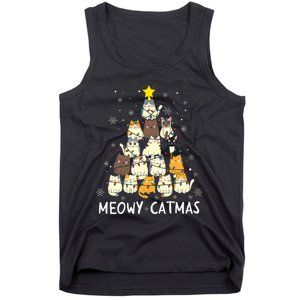 Meowy Catmas Cat Christmas Tree Xmas Funny Santa Tank Top