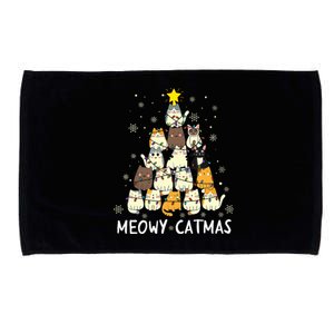 Meowy Catmas Cat Christmas Tree Xmas Funny Santa Microfiber Hand Towel