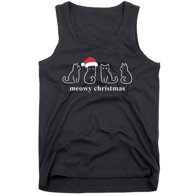 Meowy Catmas Cat Christmas Cute Kitten Cats Santa Hat Xmas Tank Top