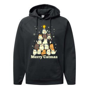 Merry Catmas Cat Lover Christmas Long Sleeve Performance Fleece Hoodie