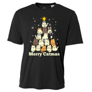 Merry Catmas Cat Lover Christmas Long Sleeve Cooling Performance Crew T-Shirt