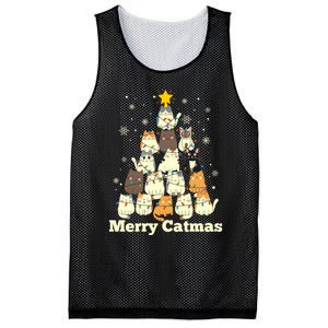 Merry Catmas Cat Lover Christmas Long Sleeve Mesh Reversible Basketball Jersey Tank