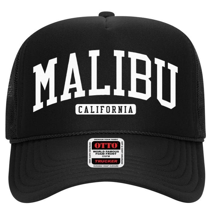 Malibu California CA College High Crown Mesh Back Trucker Hat