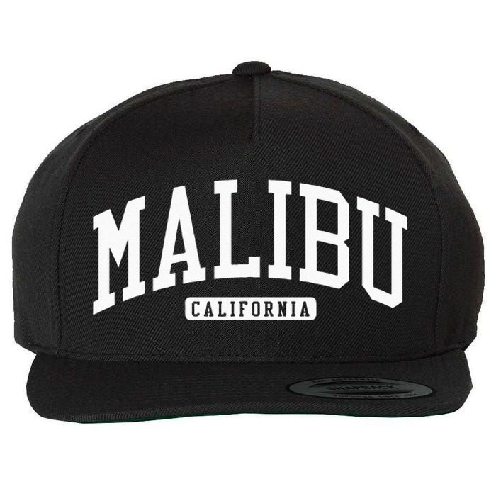 Malibu California CA College Wool Snapback Cap