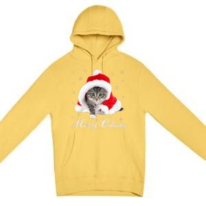 Merry Catmas Cute Cat Kitten Santa Hat Christmas Gift Funny Premium Pullover Hoodie