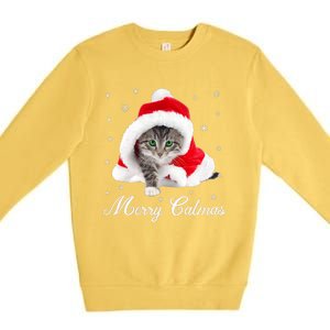 Merry Catmas Cute Cat Kitten Santa Hat Christmas Gift Funny Premium Crewneck Sweatshirt