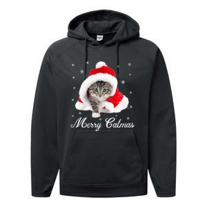 Merry Catmas Cute Cat Kitten Santa Hat Christmas Gift Funny Performance Fleece Hoodie