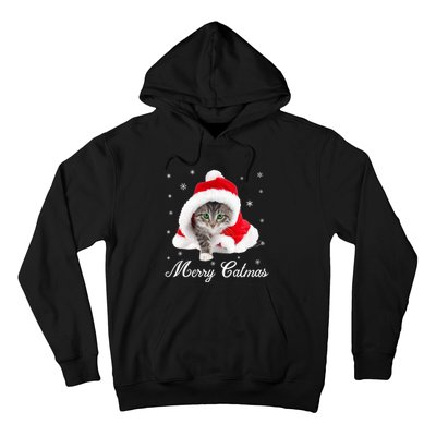 Merry Catmas Cute Cat Kitten Santa Hat Christmas Gift Funny Hoodie