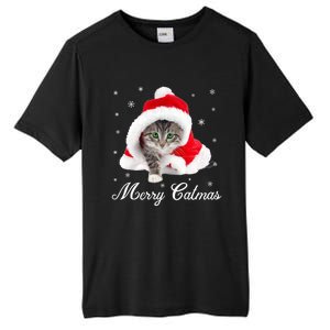 Merry Catmas Cute Cat Kitten Santa Hat Christmas Gift Funny Tall Fusion ChromaSoft Performance T-Shirt