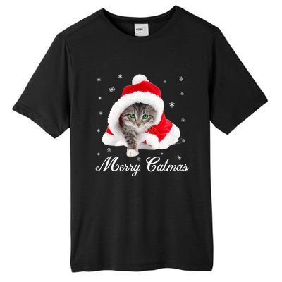 Merry Catmas Cute Cat Kitten Santa Hat Christmas Gift Funny Tall Fusion ChromaSoft Performance T-Shirt