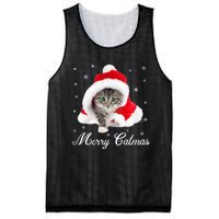 Merry Catmas Cute Cat Kitten Santa Hat Christmas Gift Funny Mesh Reversible Basketball Jersey Tank