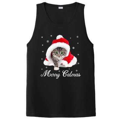 Merry Catmas Cute Cat Kitten Santa Hat Christmas Gift Funny PosiCharge Competitor Tank