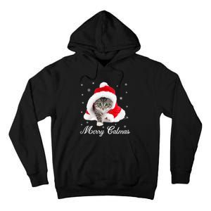 Merry Catmas Cute Cat Kitten Santa Hat Christmas Gift Funny Tall Hoodie