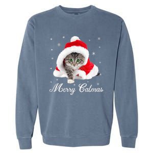 Merry Catmas Cute Cat Kitten Santa Hat Christmas Gift Funny Garment-Dyed Sweatshirt