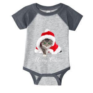 Merry Catmas Cute Cat Kitten Santa Hat Christmas Gift Funny Infant Baby Jersey Bodysuit