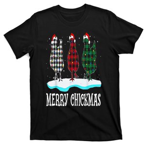 Merry Chickmas Chicken White Red Green Buffalo Plaid Xmas T-Shirt