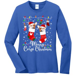 Merry Corgi Christmas Corgi Xmas Party Corgi Gift Ladies Long Sleeve Shirt