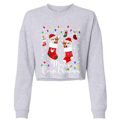 Merry Corgi Christmas Corgi Xmas Party Corgi Gift Cropped Pullover Crew