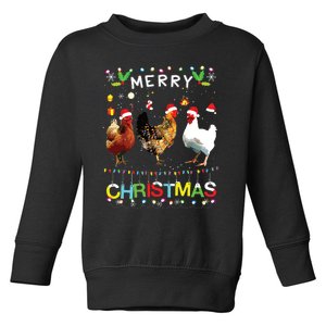 Merry Christmas Chicken Shirts Santa Hat Lights Xmas Funny Toddler Sweatshirt