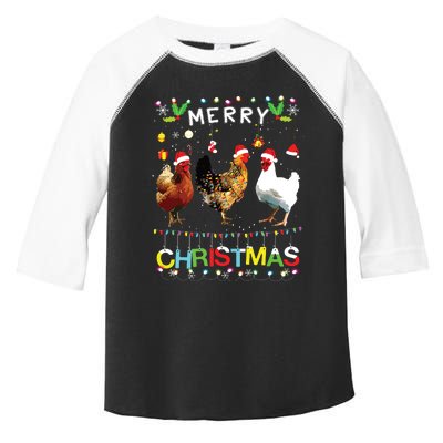 Merry Christmas Chicken Shirts Santa Hat Lights Xmas Funny Toddler Fine Jersey T-Shirt