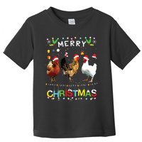 Merry Christmas Chicken Shirts Santa Hat Lights Xmas Funny Toddler T-Shirt