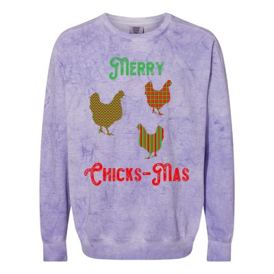 Merry Chicksmas Chicken Christmas Colorblast Crewneck Sweatshirt