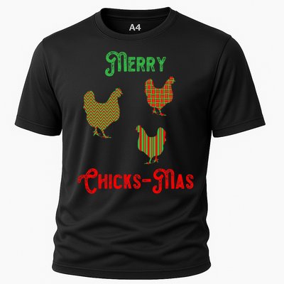 Merry Chicksmas Chicken Christmas Cooling Performance Crew T-Shirt