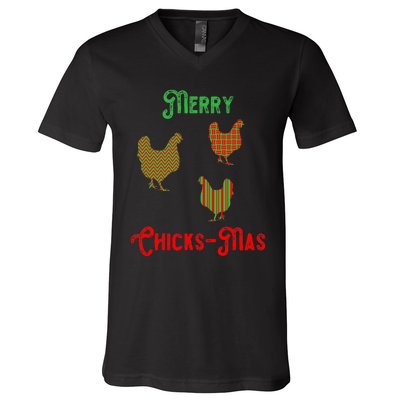 Merry Chicksmas Chicken Christmas V-Neck T-Shirt