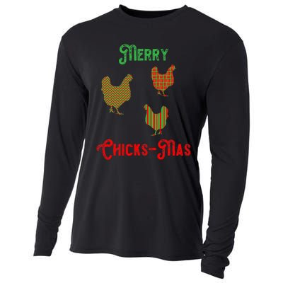 Merry Chicksmas Chicken Christmas Cooling Performance Long Sleeve Crew