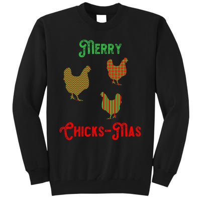 Merry Chicksmas Chicken Christmas Tall Sweatshirt