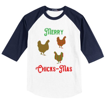 Merry Chicksmas Chicken Christmas Baseball Sleeve Shirt