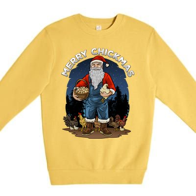 Merry Chickmas Chicken Funny Farmer Farming Christmas Santa Gift Premium Crewneck Sweatshirt