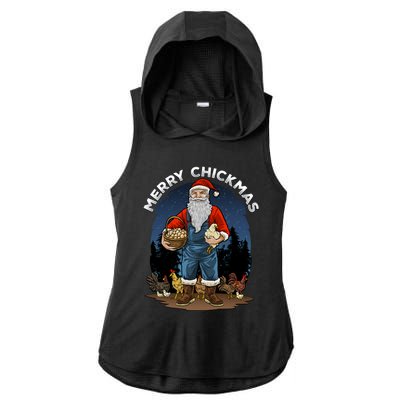 Merry Chickmas Chicken Funny Farmer Farming Christmas Santa Gift Ladies PosiCharge Tri-Blend Wicking Draft Hoodie Tank