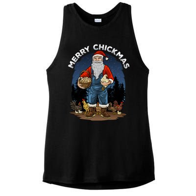 Merry Chickmas Chicken Funny Farmer Farming Christmas Santa Gift Ladies PosiCharge Tri-Blend Wicking Tank