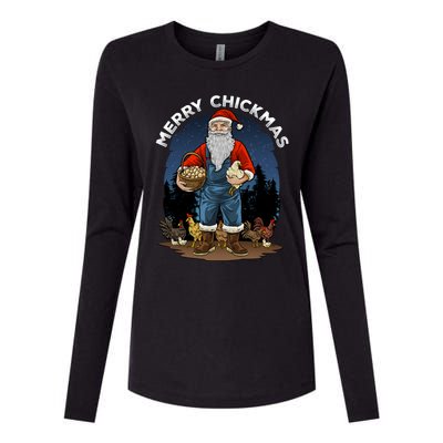 Merry Chickmas Chicken Funny Farmer Farming Christmas Santa Gift Womens Cotton Relaxed Long Sleeve T-Shirt