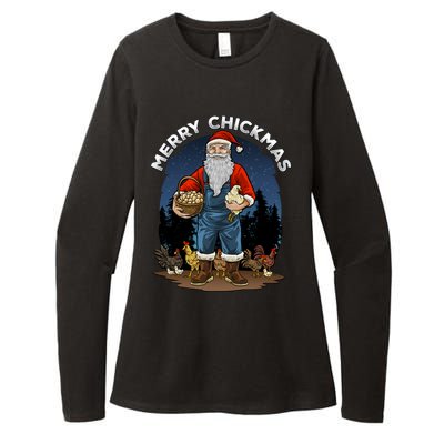 Merry Chickmas Chicken Funny Farmer Farming Christmas Santa Gift Womens CVC Long Sleeve Shirt