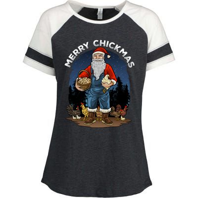 Merry Chickmas Chicken Funny Farmer Farming Christmas Santa Gift Enza Ladies Jersey Colorblock Tee