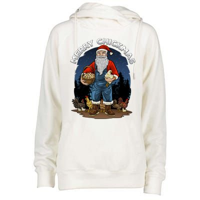 Merry Chickmas Chicken Funny Farmer Farming Christmas Santa Gift Womens Funnel Neck Pullover Hood