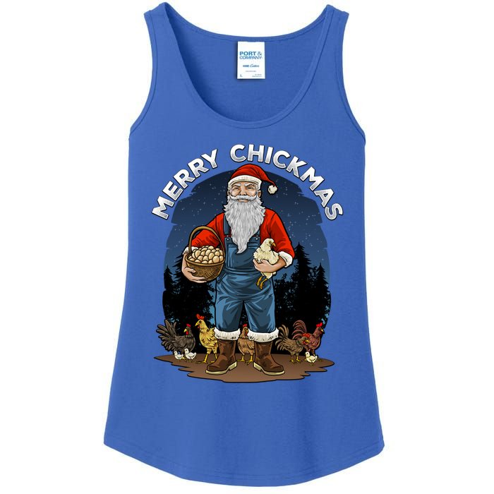 Merry Chickmas Chicken Funny Farmer Farming Christmas Santa Gift Ladies Essential Tank