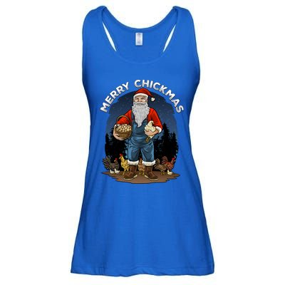 Merry Chickmas Chicken Funny Farmer Farming Christmas Santa Gift Ladies Essential Flowy Tank