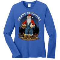 Merry Chickmas Chicken Funny Farmer Farming Christmas Santa Gift Ladies Long Sleeve Shirt