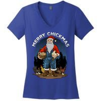 Merry Chickmas Chicken Funny Farmer Farming Christmas Santa Gift Women's V-Neck T-Shirt