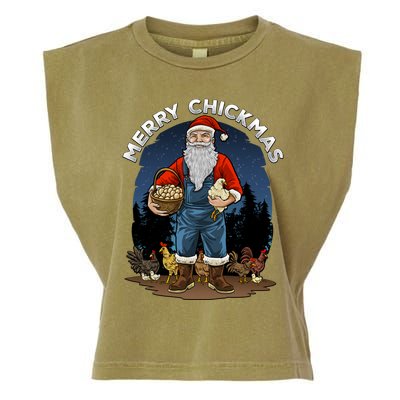 Merry Chickmas Chicken Funny Farmer Farming Christmas Santa Gift Garment-Dyed Women's Muscle Tee