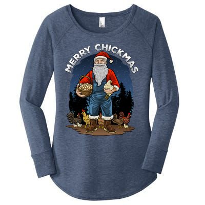 Merry Chickmas Chicken Funny Farmer Farming Christmas Santa Gift Women's Perfect Tri Tunic Long Sleeve Shirt