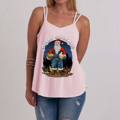 Merry Chickmas Chicken Funny Farmer Farming Christmas Santa Gift Women's Strappy Tank