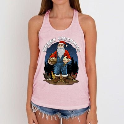 Merry Chickmas Chicken Funny Farmer Farming Christmas Santa Gift Women's Knotted Racerback Tank