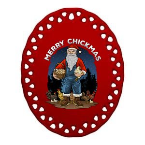 Merry Chickmas Chicken Funny Farmer Farming Christmas Santa Gift Ceramic Oval Ornament