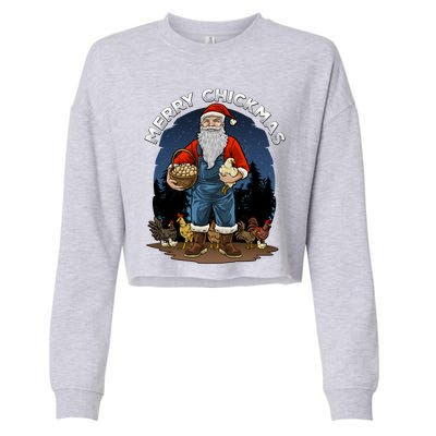 Merry Chickmas Chicken Funny Farmer Farming Christmas Santa Gift Cropped Pullover Crew