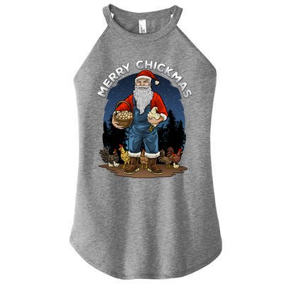 Merry Chickmas Chicken Funny Farmer Farming Christmas Santa Gift Women's Perfect Tri Rocker Tank